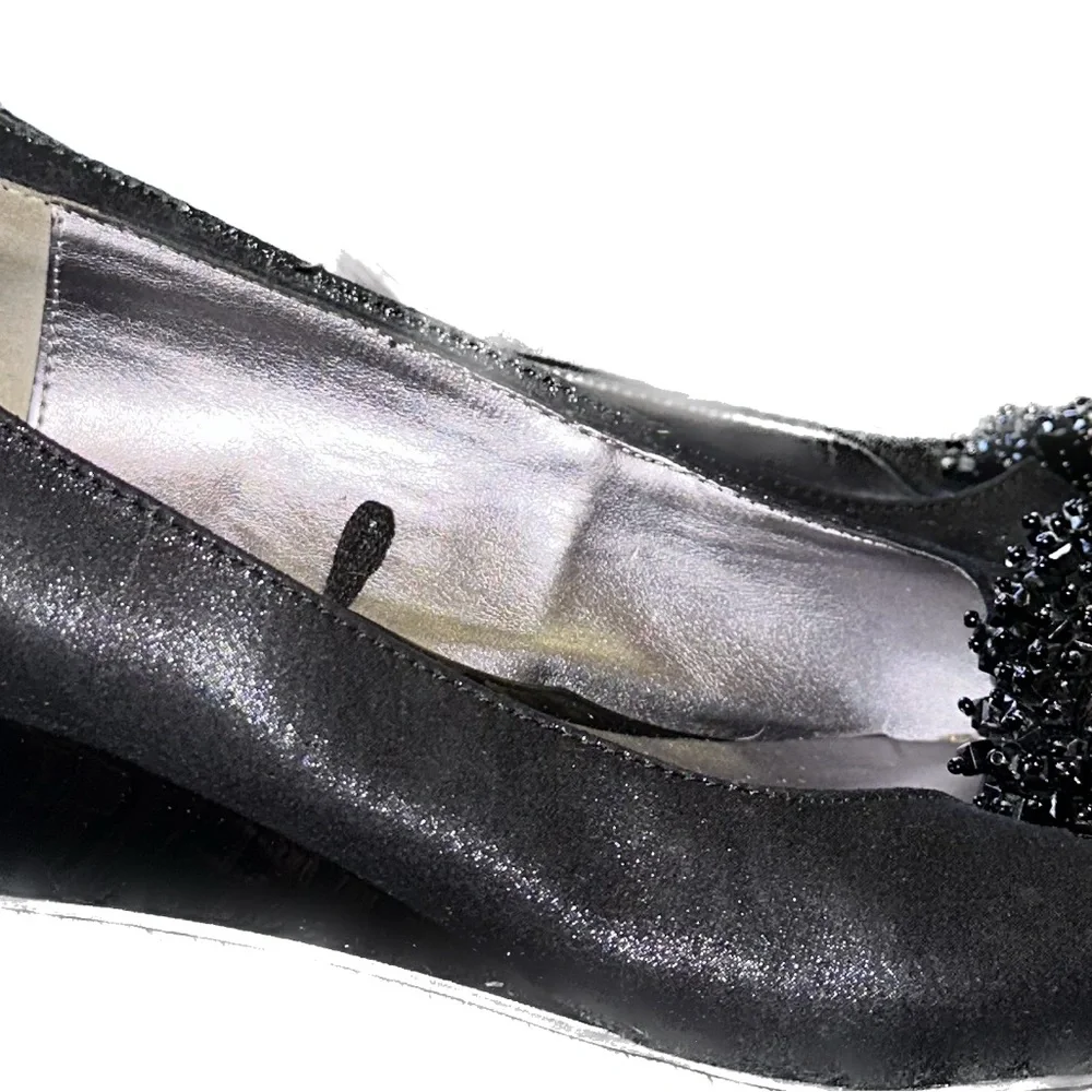 London Fog Black Embellished Demi Wedges